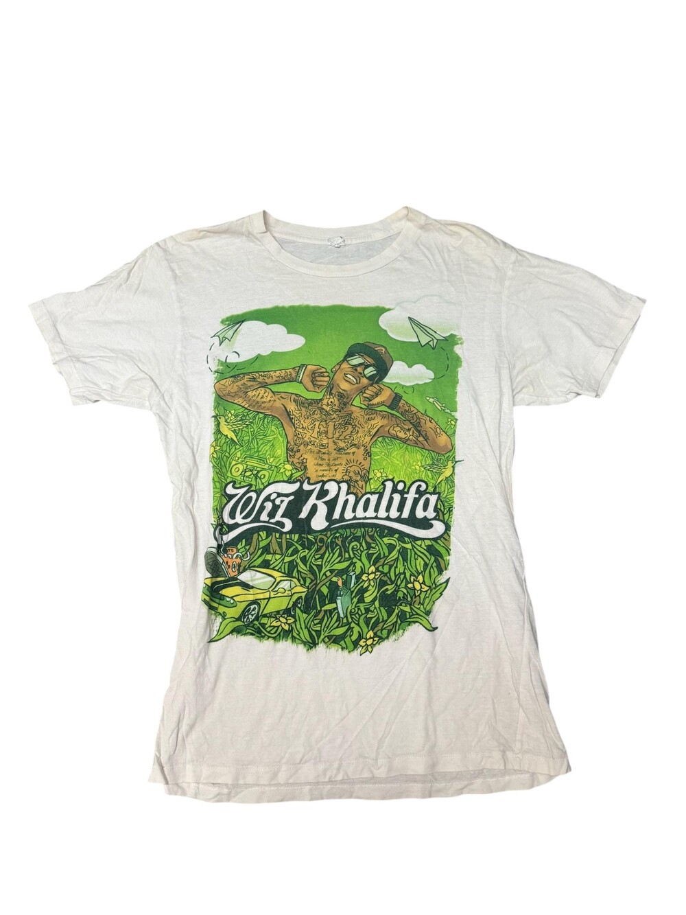 Wiz Khalifa Shirt Mens Small White Young & Reckless Graphic Rap Tee Hip Hop